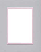 22x28 Double Acid Free White Core Picture Mats Cut for 18x24 Pictures in Nantucket Grey and Pink