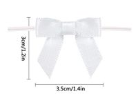 White Gift Bows,Twist Tie Bows for Bakery Candy Lollipop Cello Bag(50 Pack)