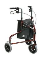 3-Wheel Rollator W/Loop Brake, Red, 1Ea