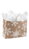 Large Giant Snowflake Paper Shopping Bags 16"x 6"x 12 1/2" - Case of 100