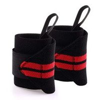 PyLios 2 Pieces Wrist Band Weight Lifting Wraps Bodybuilding Breathable Adjustable Wristband Elastic Wraps Bandages for Weightlifting [ Red ]