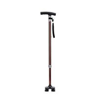 XHRHao Cane with LED Light (Without Battery) Portable Walking Sticks 10 Adjustable Height Levels (72-94cm) Crutch Four-Legged or One-Legged Can Be Replaced Travel Family Hospitial Outdoor Brown