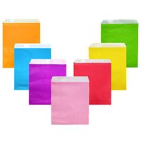 AZOWA 100 CT Small Paper Treat Sacks Assorted 5 x 7 in Candy Buffet Bags for Party
