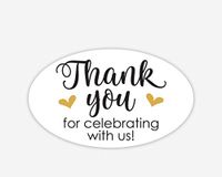 Oval Thanks for Celebrating with Us Stickers, Wedding and Event Favor Labels (#265-GL-OV)