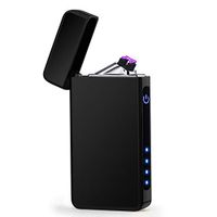 Plasma Lighter Dual Arc USB Rechargeable Windproof Flameless Butane Free Electric Touch Sensor Lighter with LED Power Display (Black)