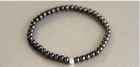 Thin Stretch Black with Sterling Silver Ball Magnetic Stretch Anklet (9")