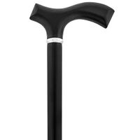 Black Beechwood Fritz Walking Cane w/Silver Collar