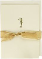 Graphique Seahorse La Petite Presse Notecards, 10 Durable Embossed and Embellished Gold Foil Seahorse Notes with Matching Envelopes, 3.25" x 4.75"