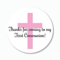 40ct - 2" First Communion Stickers, Thanks for Coming Labels, Choose Your Color (#296-P)