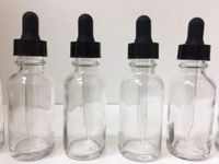 WALLER PAA 4 Pack - 1oz CLEAR BOSTON ROUND GLASS BOTTLES WITH GLASS DROPPERS 30ml Bottle