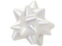 Pack Of 48, Medium Solid White Star Poly Gift Bows 3-1/2" x 13 Loops Made In Usa