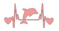 Home Grown Claremore I Love Dolphins - Vinyl Sticker Decal - 5.5" Width X 2.7" Height | Pink HGC1130