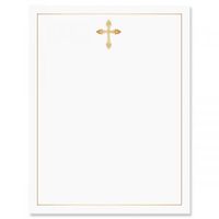 Golden Cross 2 Faith Letter Papers - Set of 25, Religious Stationery Papers, 8 1/2" x 11", Compatible Computer Paper, Christian Letterhead, Confirmation, Communion, Baptism