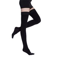 PPXGOGO Thigh High Compression Socks, Firm Support 20-30 mmHg Gradient Compression Stockings with Silicone Band. Treatment for Running, Edema, Varicose Veins, Pregnancy, Nursing.(Black-Closed,XXL)