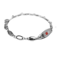 My Identity Doctor - Womens Medical Alert Bracelet with Engraving - 316L Steel Drop, Red - Extra Small - Wrist Size 6.75 Inch