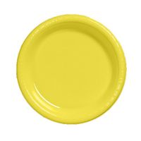 Creative Converting Touch of Color 50 Count Plastic Dinner Plates, School Bus Yellow