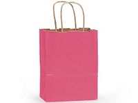 Lipstick Pink CUB Size Paper Party Gift Bags 8"x4-3/4"x10-1/2" for Wedding, Baby Shower, Birthday Party Gift Favors Choose Package Amount (100)