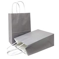 AZOWA Gift Bags Small Kraft Paper Bags with Handles (6 x 3 x 8 in, Grey, 12 Pcs)