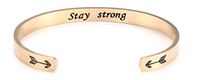 fishhook Personalized Engraved Inspirational Motivational Mantra Quote Arrow Heart Stainless Steel Cuff Bangle Bracelet for Women Girls (Gold, Stay Strong)