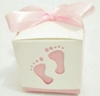 Since 50pcs Baby Shower Ribbon Favour Gift Candy Boxes Wedding Favors and Gifts for Wedding (Blue)