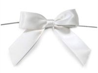 6ct. Pre-Tied White 3" Satin Gift Bows Wire Ties Ready-to-Use 7/8" Ribbon