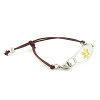 Women's Medical Alert ID Bracelet - Custom Engraving Included, Adjustable Size - Simplicity Mocha - Gold