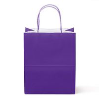 24 Counts Food Safe Premium Paper and Ink Medium 10” X 8”, Vivid Colored Kraft Bag with Colored Sturdy Handle, Perfect for Goodie Favor DIY Bag, Environmentally Safe (Medium, Purple)