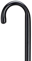 Walking Cane - Round nose crook handle black hospital cane, 1" diameter hardwood shaft, 42" long w/rubber tip.