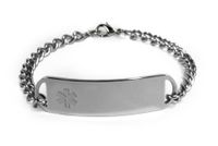 Aphasia Medical ID Alert Bracelet with Embossed Emblem from Stainless Steel. D-Style, Premium Series.