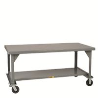 Little Giant WW-3660-6PHFL Welded Steel Mobile Workbench with Casters and Floor Lock, Gray, 3600 lbs Load Capacity, 34" Height x 60" Width x 36" Depth
