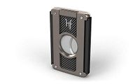 Blade Stainless Steel Double Blade Metallic Cigar Cutter with a high-end Rubber Finish in The Sides. (Brown)