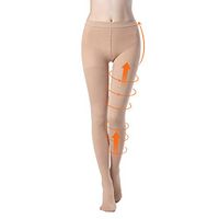 Compression Pantyhose 20-30 mmHg Closed Toe Support Hose Firm Graduated Compression Stockings Relieve Varicose Veins for Women & Men（Beige,L）