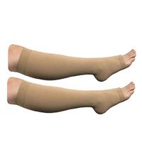 HealthyNees Big Tall Plus Size Wide Calf & Extra Wide 20-30 mmHg Open Toe Medical Compression Leg Swelling Circulation Men Women Socks (Beige, Big Calf 3XL)