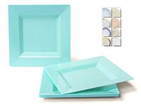 " OCCASIONS" 40 Plates Pack, Heavyweight Square Disposable Wedding Party Plastic Plates (10.75'' Large Dinner Plate, Square in Tiffany Green)