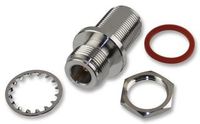 Amphenol Connex Adapter, N Type Jack To N Type Jack, Bulkhead Mounting, Straight, PTFE Insulating Material, Brass Body, 50 Ohm Impedance, 11Hz Max Frequency