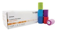 McKesson Cohesive Bandage 3 Inch X 5 Yard Standard Compression Self-Adherent Closure Purple/Pink/Green/Light Blue/Royal Blue/Red, 16-4303 - Case of 24