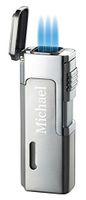 Personalized Visol Janus Silver Quadruple Torch Flames Cigar Lighter