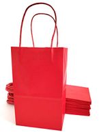 Kelkaa Party Kraft Paper Bags – 24pcs 5.25X3.5X8.5” Gift Bags with Handles for Birthday, Wedding Party Favors, Bachelorette Party, Paper Tote Bags, Party Themes – Small Red