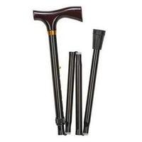 DSS Ladies Adjustable Folding Cane with Derby-top Handle Black, 32" to 36" Height Adjustment with 1" Increments, Positive Locking Ring