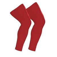 COLO Compression Leg Sleeves Knee Sleeve for Sport Football Basketball Cycling Strech Leg Knee Long Sleeve Red (1 Pair) -XL