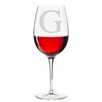 Classic Elegance Initial Engraved 18 oz Wine Glass, Letter G