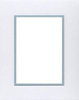 Pack of (2) 16x20 Double Acid Free White Core Picture Mats Cut for 11x14 Pictures in White and Sheer Blue