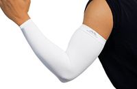 Mojo Sports Compression Arm Compression Sleeves - Perfect for, Basketball, Baseball, Running & Outdoor Activities - Sized for Men & Women (Large, White)