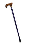 Men's Cane, Kilt Style Plaid. Red & Blue Plaid With Adjustable Aluminum Shaft. Solid Wood, Derby Handle. Handsome!