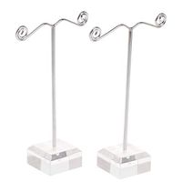 RUZYY 2 Pieces/Set Earrings Shelf Wire Hook Stand Holder Display Showcase Rack Jewelry Organizer Acrylic Base Decoration Show Wave T Shape