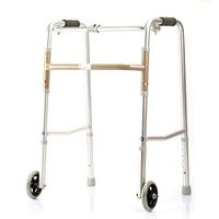 HYXQY-ZY Portable Walker|Aluminum Alloy Elderly Disabled Four-Legged Walking Stick|Folding Walking Frame|Adjustable Height|with Roller