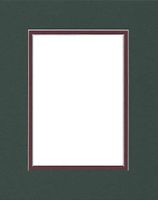 Pack of (2) 22x28 Double Acid Free White Core Picture Mats Cut for 18x24 Pictures in Pine Green and Maroon