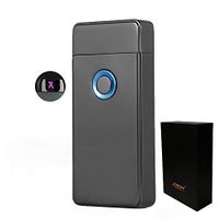 Dual Arc Plasma Lighter USB Rechargeable Windproof Flameless Electric Lighter for Cigar Candle Cigarette (Black)