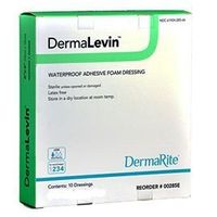 Dermarite DermaLevin Adhesive Foam Dressing 4" x 4" Square with 2" x 2" Pad, Water-proof (10 pcs. per box)