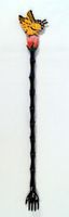 Hand Painted Back Scratcher Tiger Yellow Butterfly Insect on Rose Flower 18"